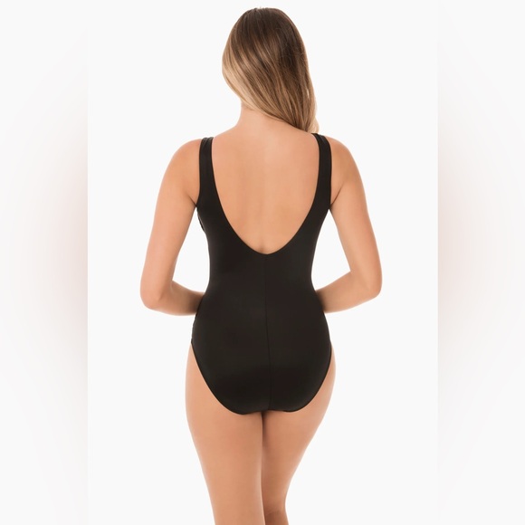 NEW MIRACLESUIT Crossover With Mesh One Piece Swimsuit in Black Size 10 - Picture 6 of 11